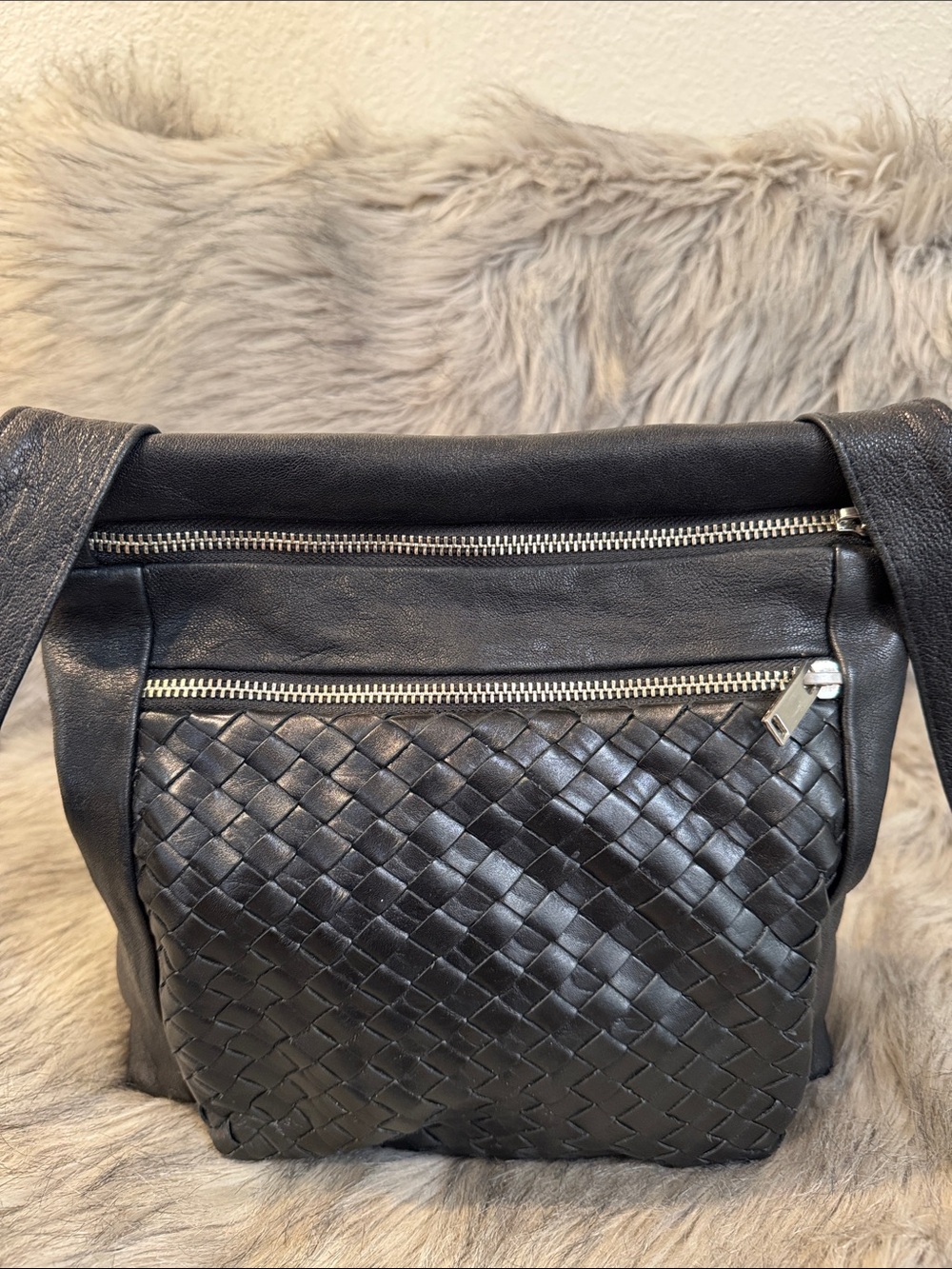 Daniella Lehavi Black Woven Leather Crossbody Bag